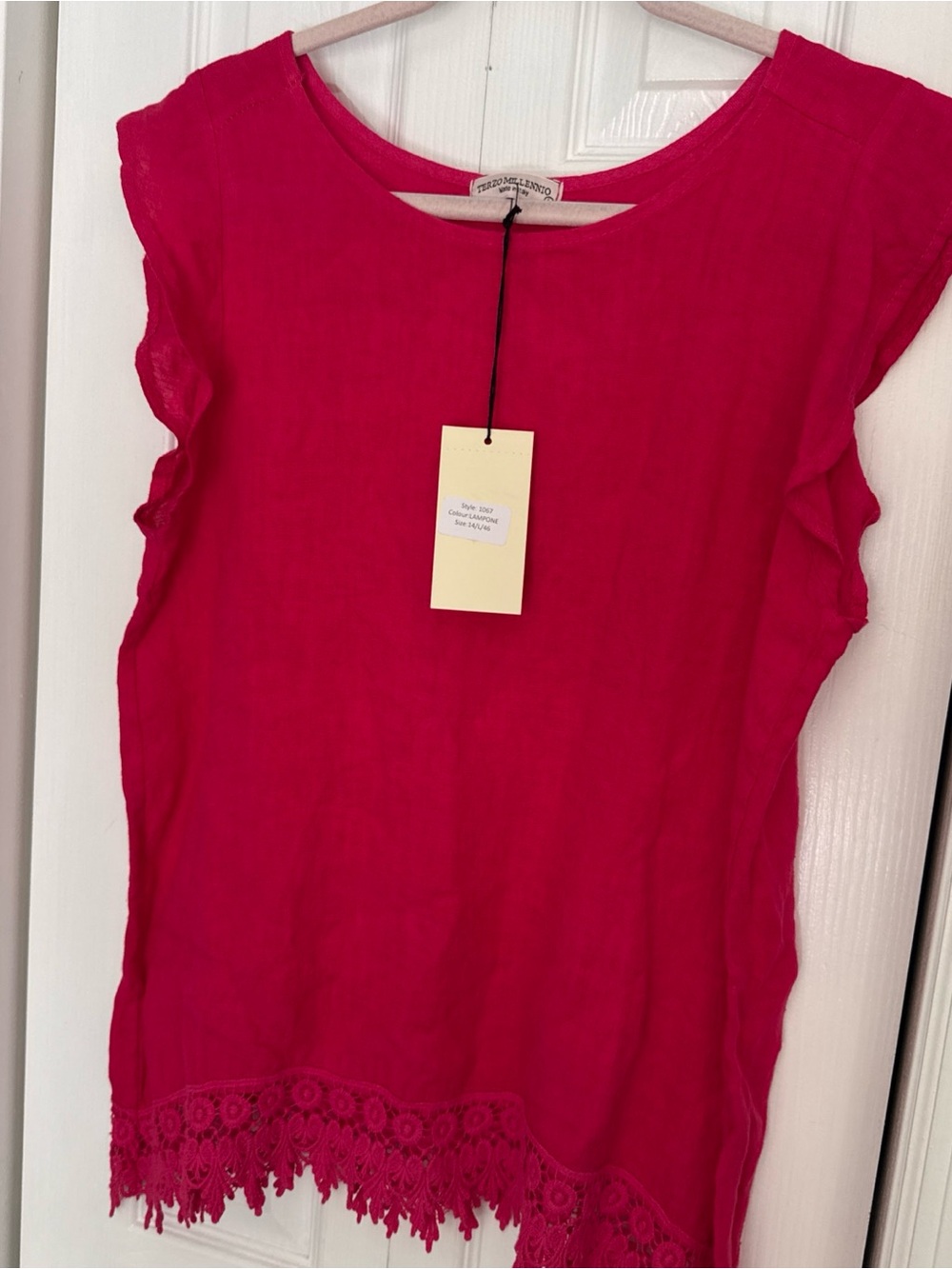 Women’s Hot Pink Sleeveless Lace-Hem Camisole